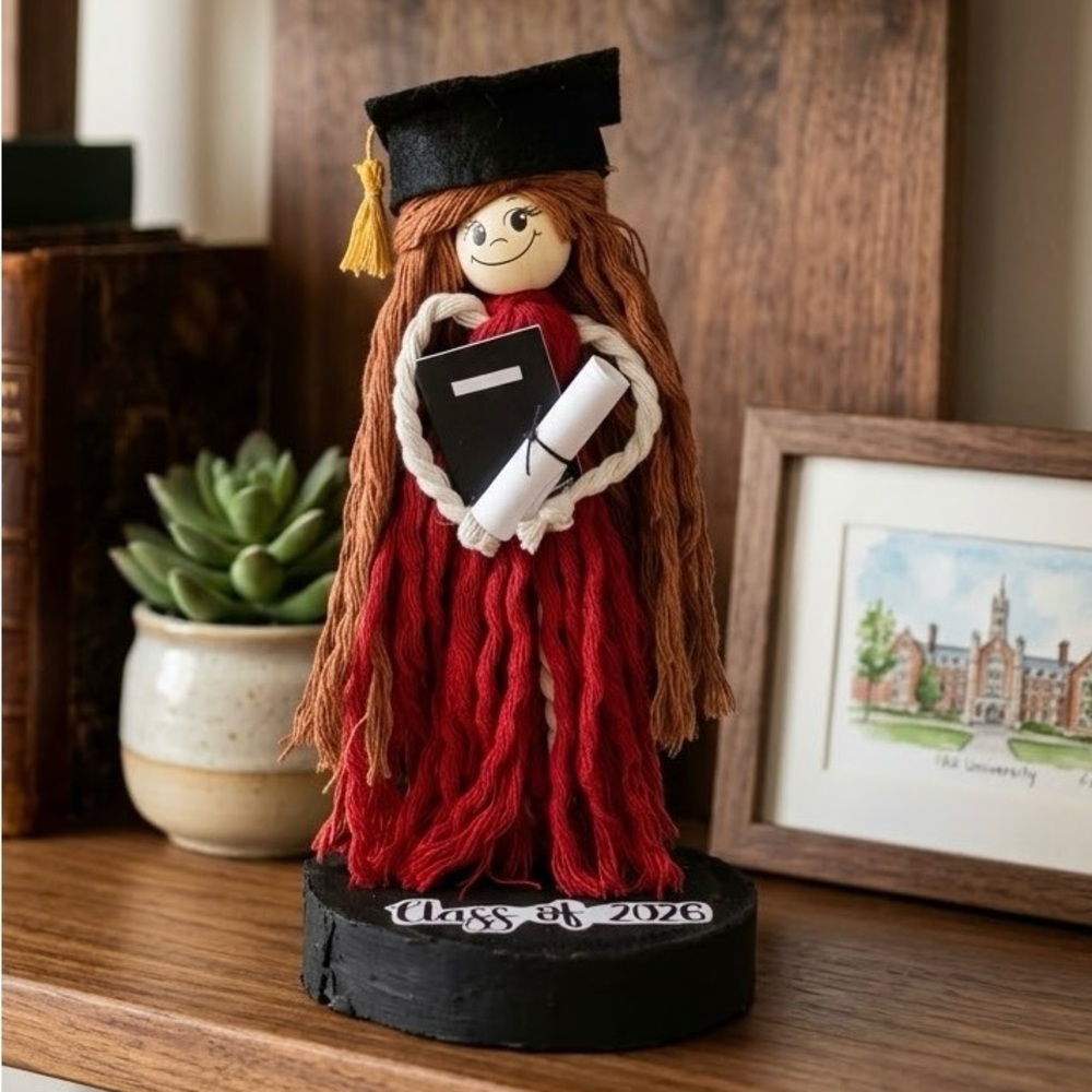 Graduation Doll with Red and Gold Accents